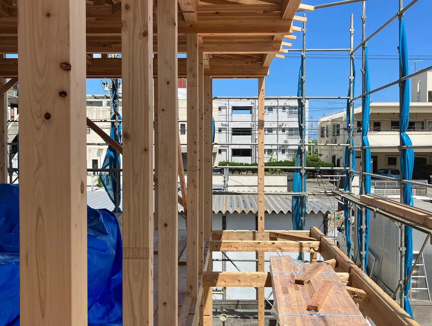 木造二世帯住宅@沖縄市　建て方完了